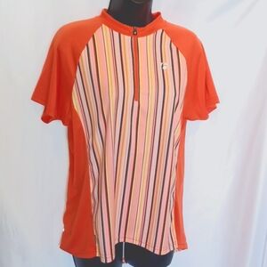 BONTRAGER JERSEY CYCLING Orange w/Yellow & pink Stripes, sz L